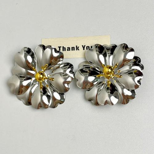 Stainless Steel Stud Earring, Zinc Alloy, Flower, fashion jewelry & for woman, 58mm 