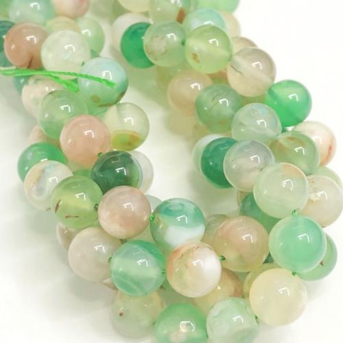 Abalorios de Ágata, White Cherry Blossom Agate, Esférico, pulido, Bricolaje & diverso tamaño para la opción, verde, longitud:aproximado 38 cm, Vendido por Sarta