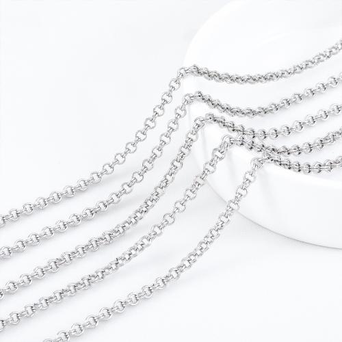 Stainless Steel Rolo Chain, 304 Stainless Steel, DIY, original color, 4mm [