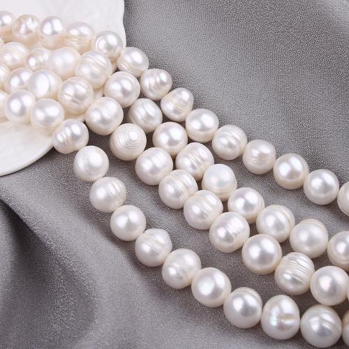 Natural Freshwater Pearl Loose Beads, Slightly Round, DIY, white mm Approx 38 cm 