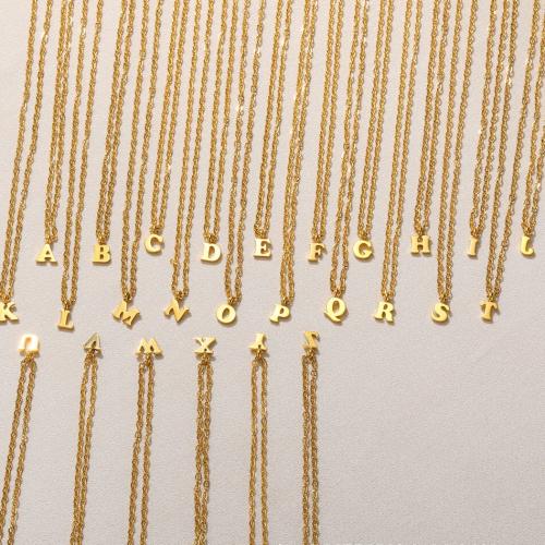 Stainless Steel Jewelry Necklace, 304 Stainless Steel, with 7cm extender chain, Alphabet Letter, KC gold color plated, fashion jewelry & for woman cm 