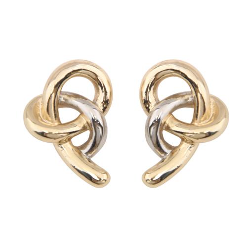 Zinc Alloy Stud Earring, plated, for woman & two tone & hollow 