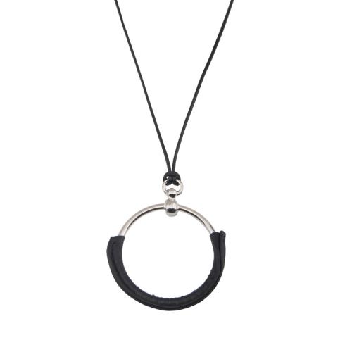 Chaîne en alliage de zinc de fer Collier Pull, avec corde de cire, Placage, bijoux de mode & pour femme & creux, noire Diameter 5.2cm. cm, Vendu par PC