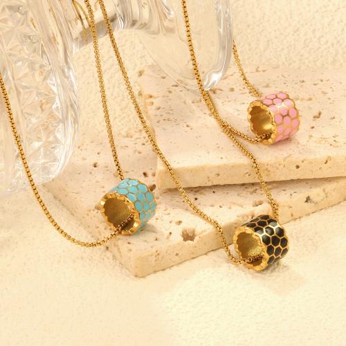 Collier de bijoux en acier inoxydable, Acier inoxydable 304, avec 5cm chaînes de rallonge, Placage de couleur d'or, bijoux de mode & pour femme & émail, plus de couleurs à choisir cm, Vendu par PC