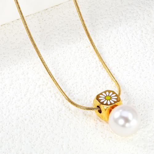 Conjuntos de joyería de acero inoxidable de esmalte, acero inoxidable 304, con Perlas plásticas, chapado en color dorado, diferentes estilos para la opción & para mujer, Vendido por UD[