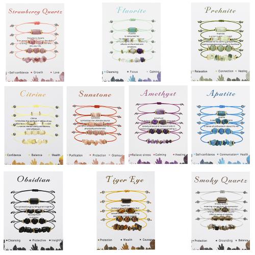 Gemstone Bracelets, Natural Stone, with Knot Cord, handmade, 4 pieces & for woman 