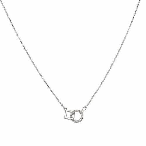 Collier en laiton cubique Zircon Micro Pave, avec 6CM chaînes de rallonge, Placage, pavé de micro zircon & pour femme, argent Environ 40 cm, Vendu par PC