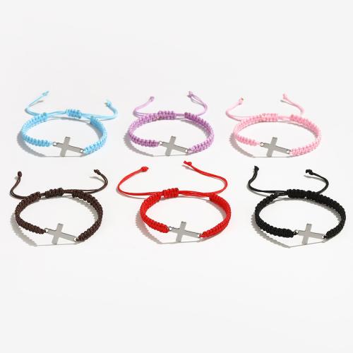 Laine cordon Bracelet, Acier inoxydable 304, avec Nylon polypropylène, unisexe, plus de couleurs à choisir, Vendu par PC