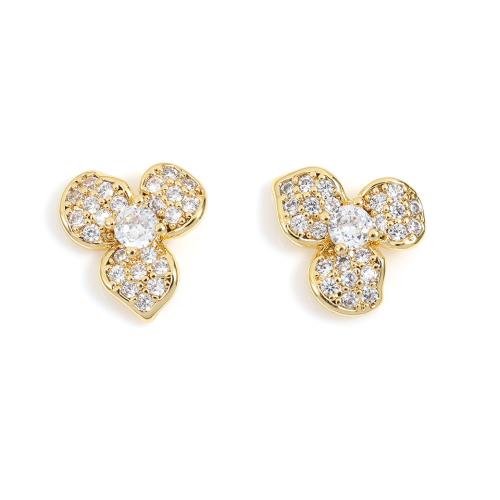 Boucles d'oreilles en laiton zircon cubique pavent, pavé de micro zircon & pour femme, plus de couleurs à choisir, Vendu par paire