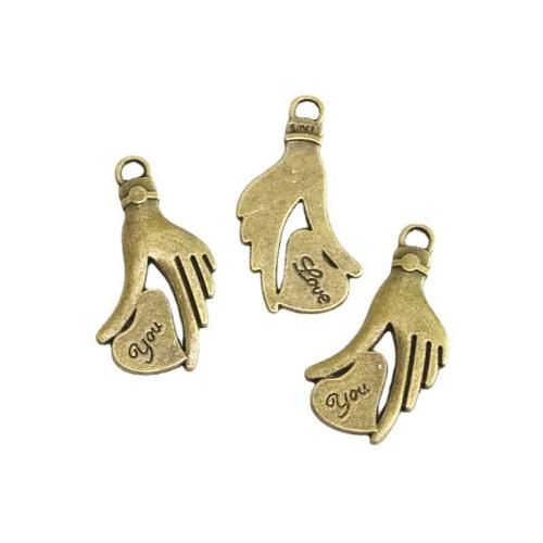 Zinc Alloy Hand Pendants, antique bronze color plated, DIY 