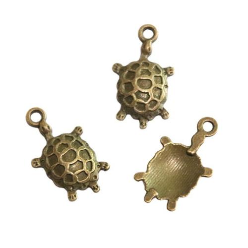 Zinklegierung Tier Anhänger, Schildkröter, antike Bronzefarbe plattiert, DIY, 14x24mm, 50PCs/Tasche, verkauft von Tasche[