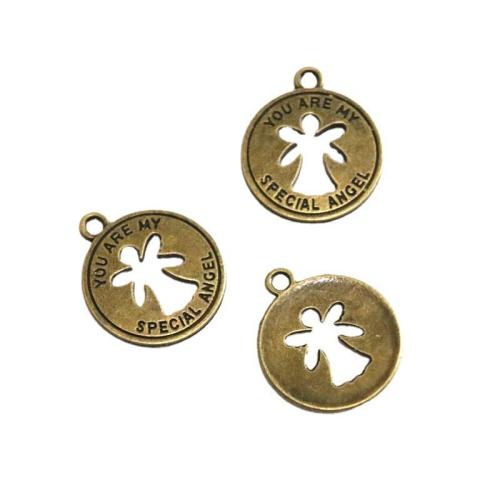 Zinc Alloy Jewelry Pendants, Round, antique bronze color plated, DIY 