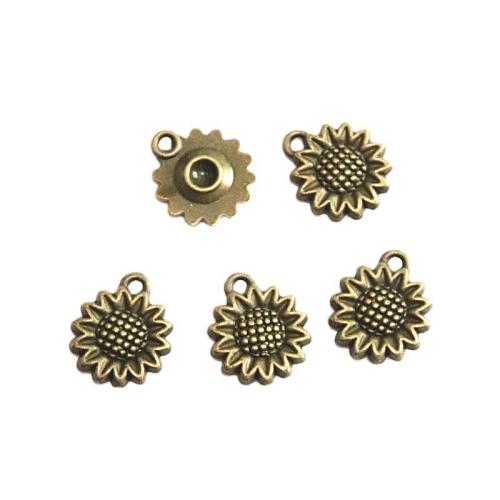 Zinklegierung Blume Anhänger, Sonnenblume, antike Bronzefarbe plattiert, DIY, 16.5x17.6mm, 100PCs/Tasche, verkauft von Tasche[