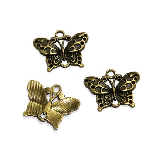 Zinklegierung Tier Anhänger, Schmetterling, antike Bronzefarbe plattiert, DIY, 25x19.4mm, 60PCs/Tasche, verkauft von Tasche[