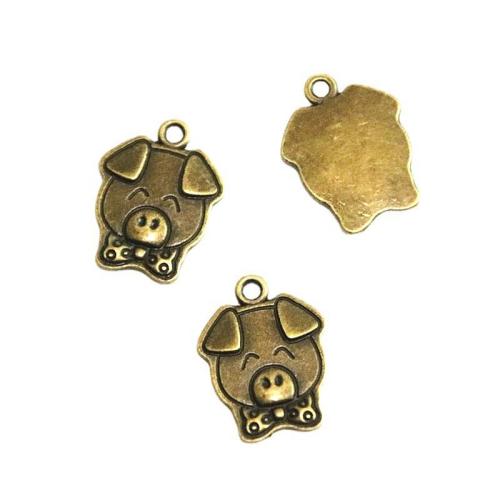 Zinklegierung Tier Anhänger, Schwein, antike Bronzefarbe plattiert, DIY, 16x20mm, 100PCs/Tasche, verkauft von Tasche[