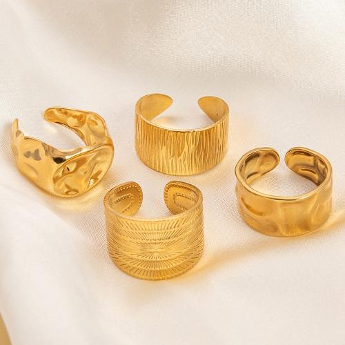 Edelstahl Fingerring, 304 Edelstahl, 18K vergoldet, Einstellbar & verschiedene Stile für Wahl & für Frau, goldfarben, verkauft von PC