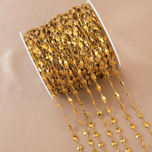 Stainless Steel Chain Jewelry, 304 Stainless Steel, Square, Vacuum Ion Plating, DIY, golden 