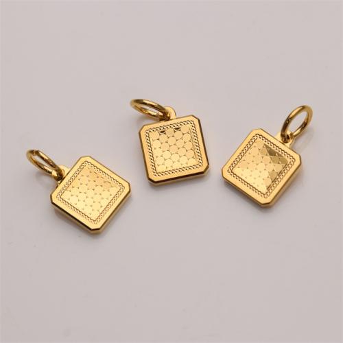 Brass Jewelry Pendants,  Square, gold color plated, DIY, 14mm 