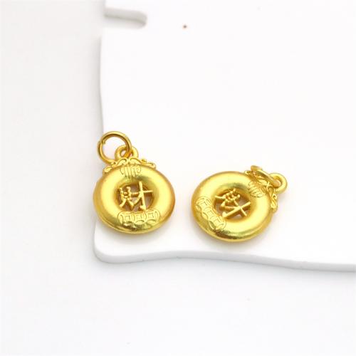 Brass Jewelry Pendants, Round, gold color plated, DIY 