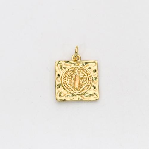 Brass Jewelry Pendants,  Square, gold color plated, DIY 