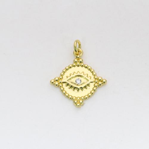 Cubic Zirconia Micro Pave Brass Pendant, Round, gold color plated, DIY & micro pave cubic zirconia 