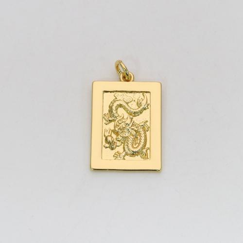 Brass Jewelry Pendants, Rectangle, gold color plated, DIY 