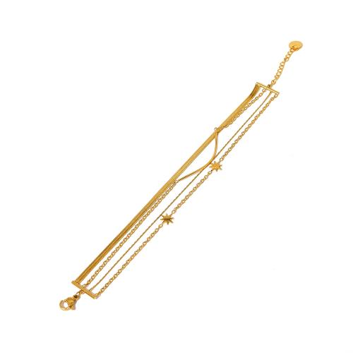 Pulseras de acero inoxidable, acero inoxidable 304, con 4cm extender cadena, chapado en color dorado, Joyería, dorado, longitud:15.5 cm, Vendido por UD