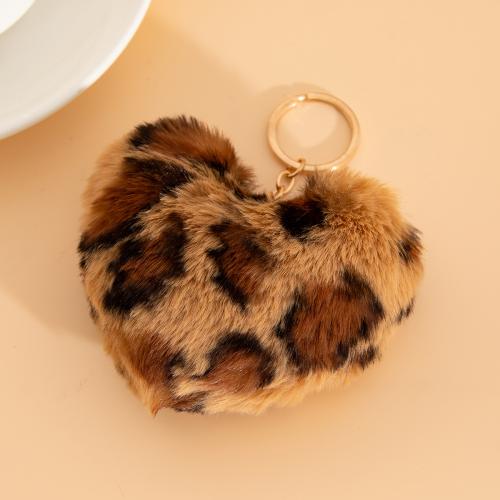 Chaîne fourrure animale Key, Peluche, avec fer, coeur, bijoux de mode, brun Vendu par PC