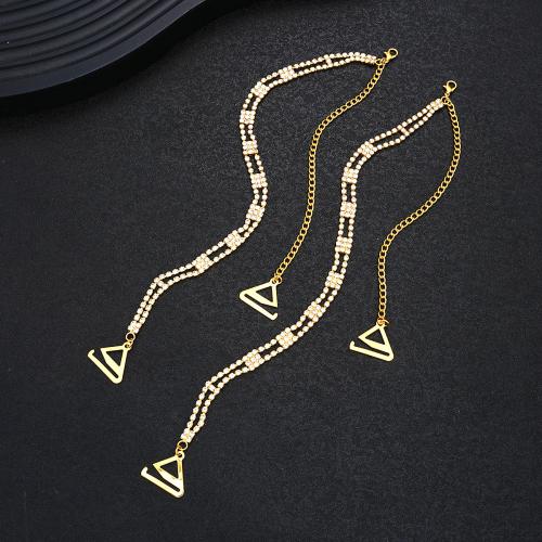 Zinc Alloy Shoulder Chains, plated, for woman & with rhinestone & hollow 