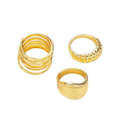 Zinc Alloy Ring Set, plated, three pieces & fashion jewelry & for woman, golden [