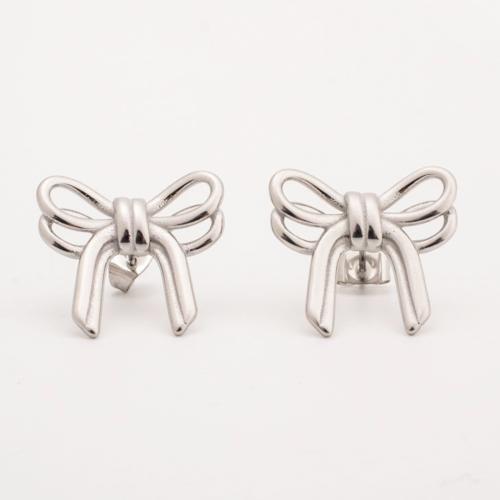 Stainless Steel Stud Earring, 304 Stainless Steel, Bowknot, Vacuum Ion Plating, fashion jewelry & for woman & hollow 