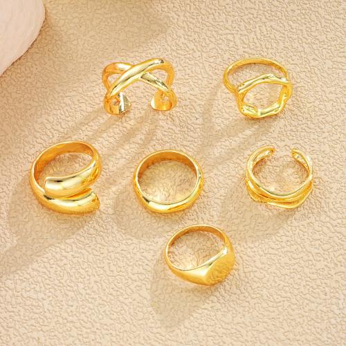 Zink-Legierung Ring Set, Zinklegierung, plattiert, 6 Stück & Modeschmuck & für Frau, goldfarben, verkauft von setzen