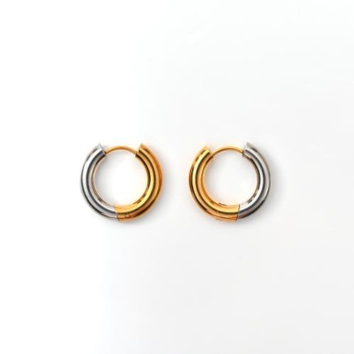 Mens acier inoxydable Hoop boucles d'oreilles, Acier inoxydable 304, Placage, bijoux de mode & pour femme & deux tons, Vendu par paire