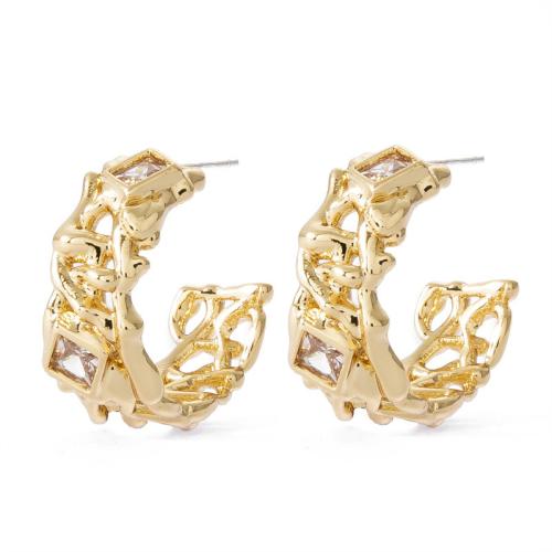 Boucles d'oreilles en laiton zircon cubique pavent, pavé de micro zircon & pour femme, plus de couleurs à choisir, 21mm, Vendu par paire