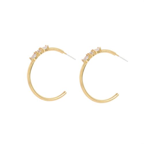 Boucles d'oreilles en laiton zircon cubique pavent, pavé de micro zircon & pour femme, plus de couleurs à choisir, 33mm, Vendu par paire