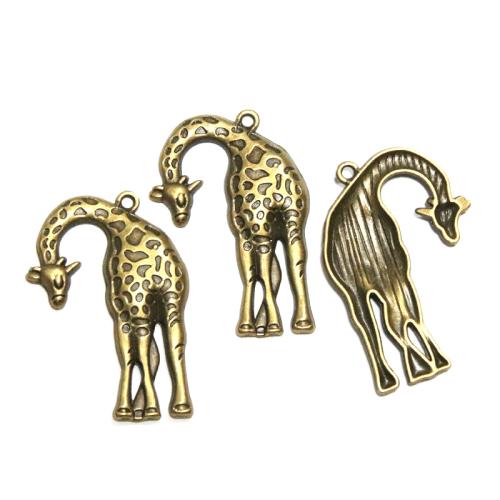 Zinc Alloy Animal Pendants, Giraffe, antique bronze color plated, DIY [