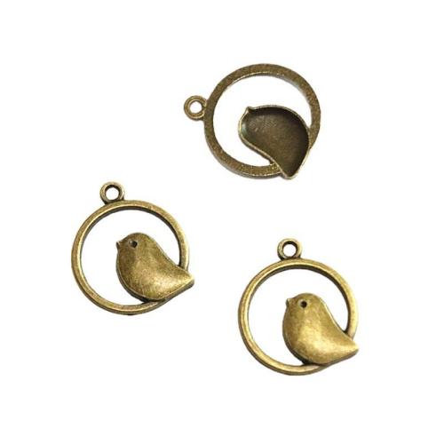 Zinc Alloy Animal Pendants, Bird, antique bronze color plated, DIY [