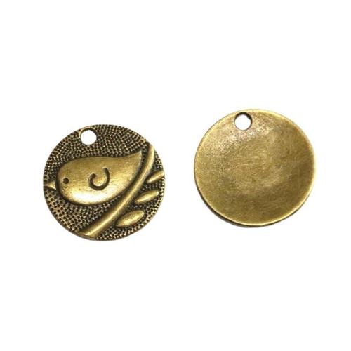 Zinc Alloy Animal Pendants, Round, antique bronze color plated, DIY, 25mm [