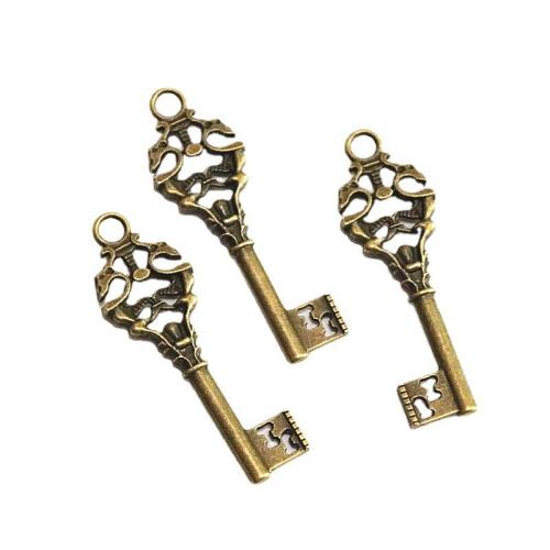 Zinc Alloy Key Pendants, antique bronze color plated, DIY [