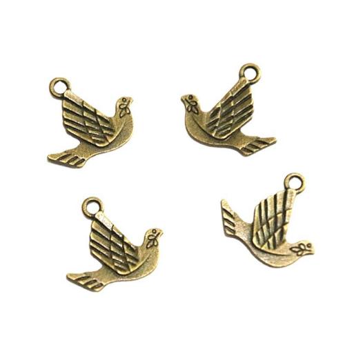 Zinc Alloy Animal Pendants, Pigeon, antique bronze color plated, DIY [