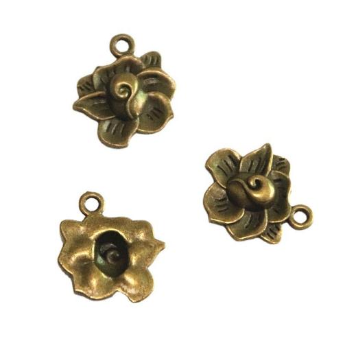 Zinc Alloy Flower Pendants, antique bronze color plated, DIY 