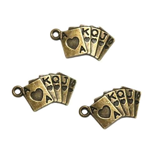 Zinc Alloy Jewelry Pendants, Poker, antique bronze color plated, DIY 