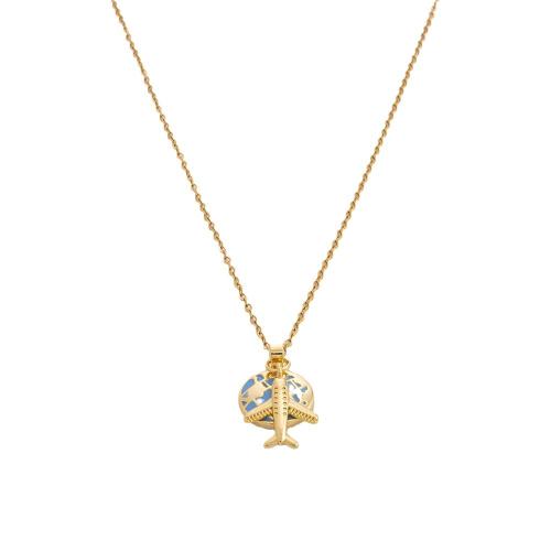 Brass Necklace, with Titanium Steel, with 1.97inch extender chain, gold color plated & for woman & enamel Approx 15.7 Inch 