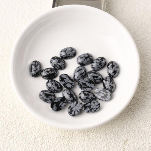 Snowflake Obsidian flat back cabochon, Oval, polished, DIY 