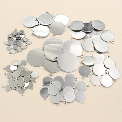 Stainless Steel Pendants, 304 Stainless Steel, Round, DIY original color 