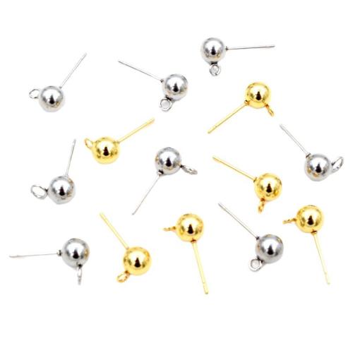 Stainless Steel Earring Stud Component, 304 Stainless Steel, DIY & with loop  