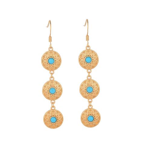 Brass Drop Earring, with Synthetic Turquoise, fashion jewelry & for woman, 58mm 