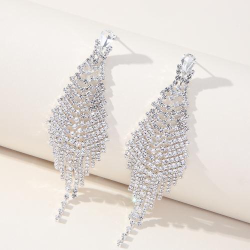 Fashion Fringe Earrings, Brass, fashion jewelry & for woman & with rhinestone 