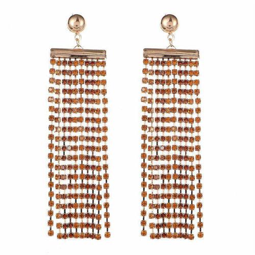 Fashion Fringe Earrings, Brass, fashion jewelry & for woman & with rhinestone 