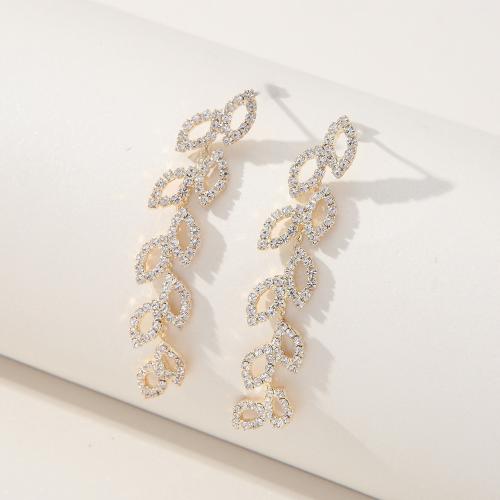 Rhinestone Brass Drop Earring, fashion jewelry & for woman & with rhinestone 